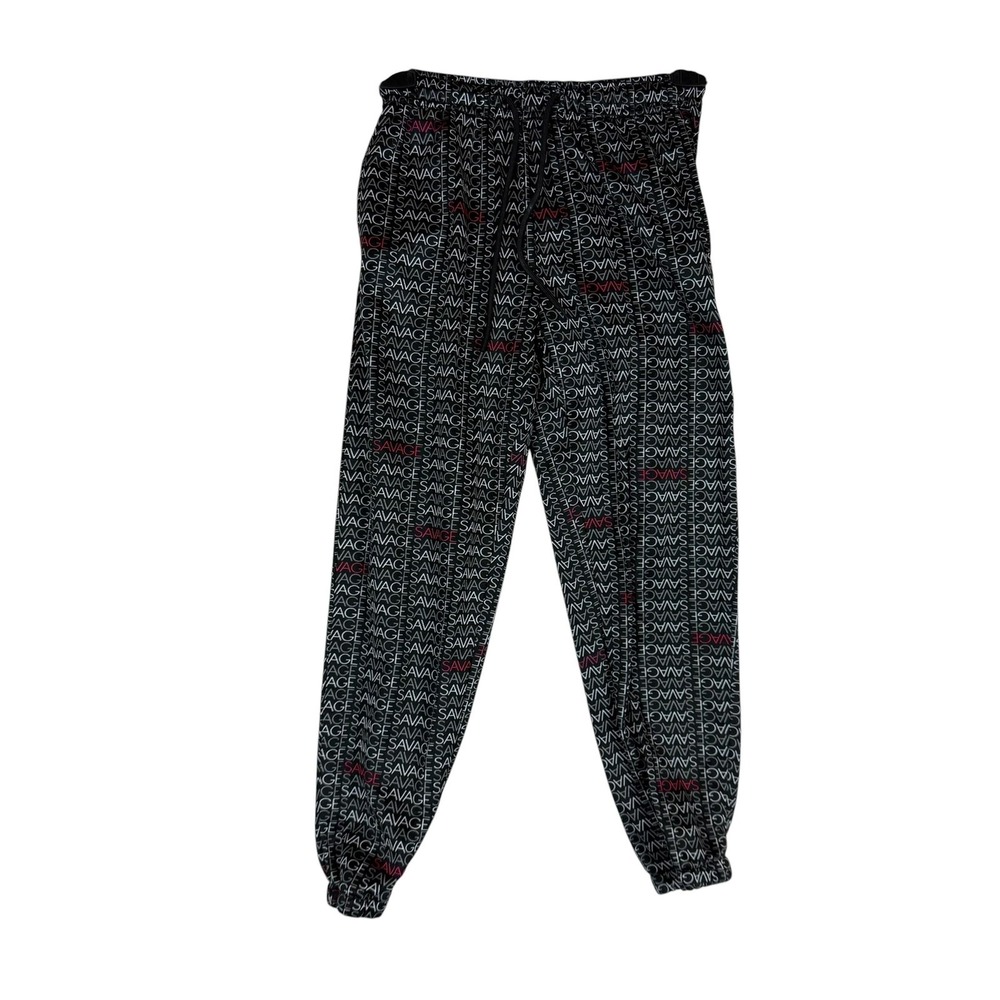 Public Record Sweatpants Boys 10 Black Savage Print Fleece Jogger Lounge